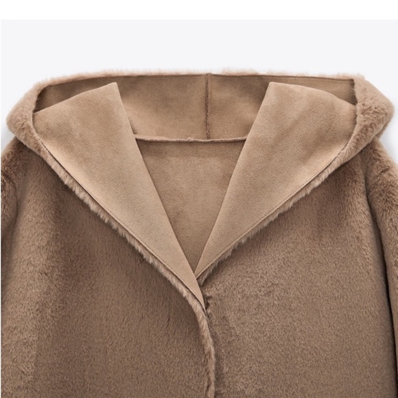 Zara faux suede and fur reversible jacket with hood - Picture 5 of 5